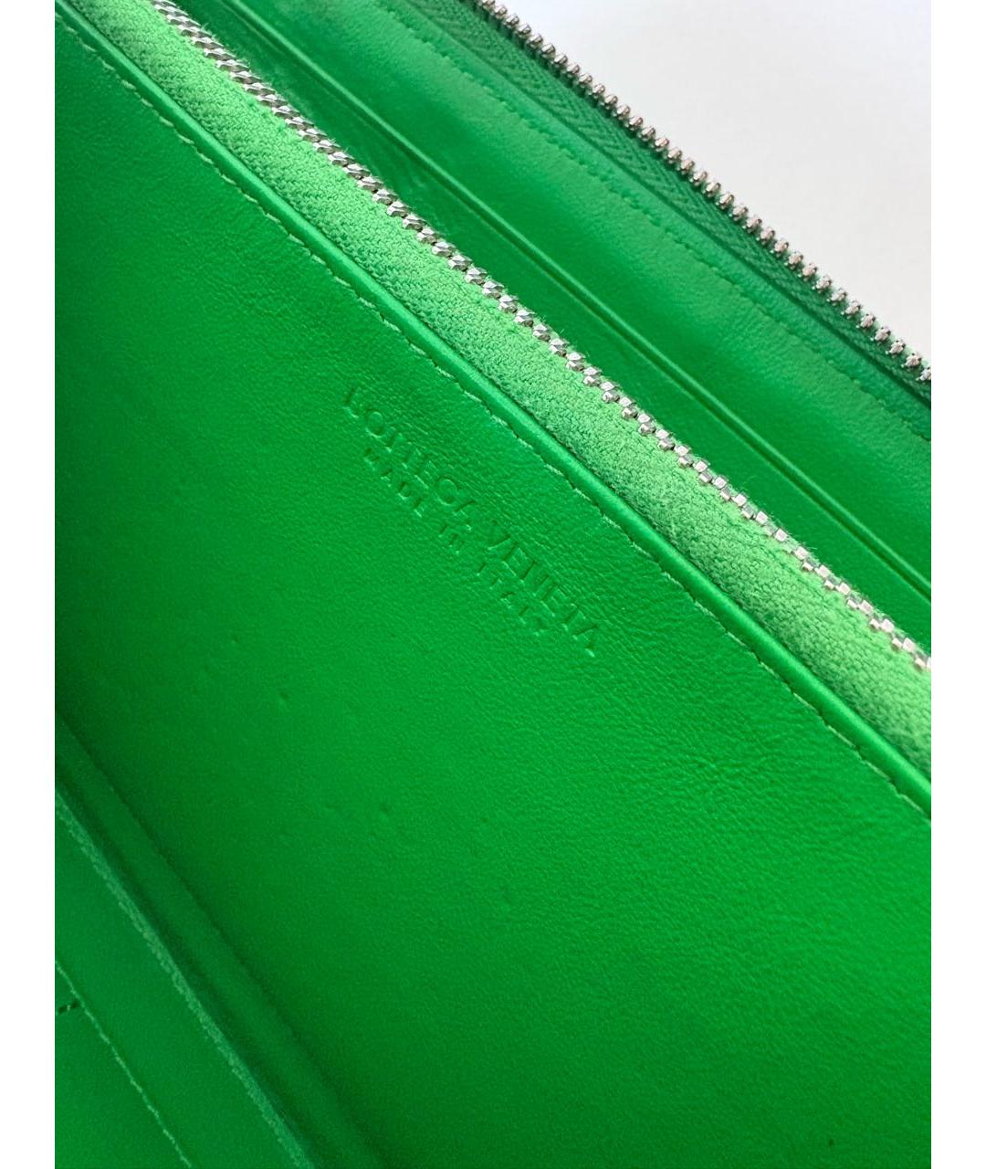 BOTTEGA VENETA Зеленый кожаный кошелек, фото 7