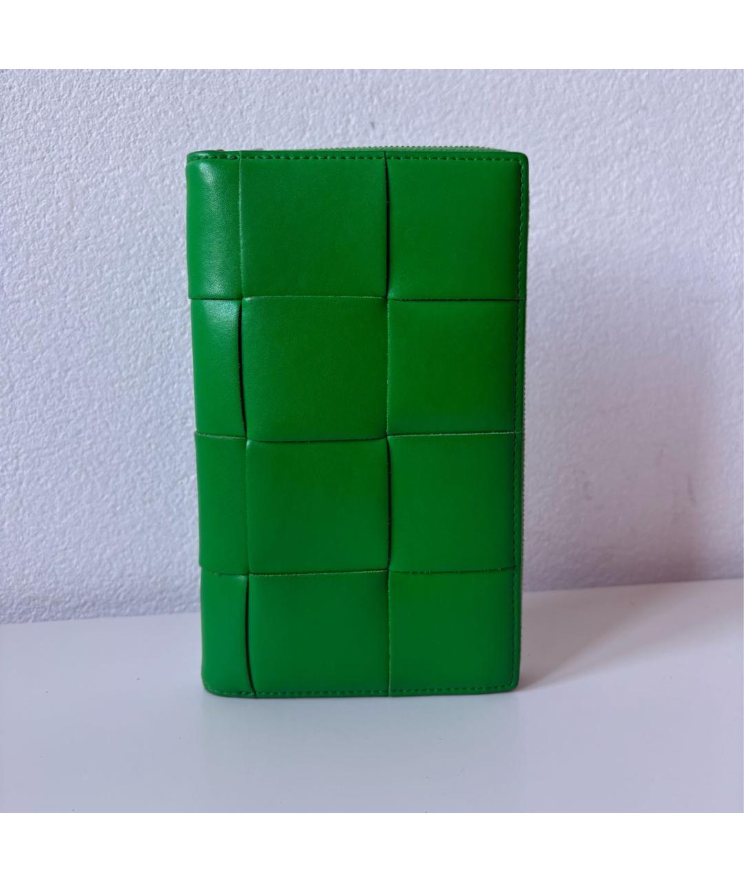 BOTTEGA VENETA Зеленый кожаный кошелек, фото 8