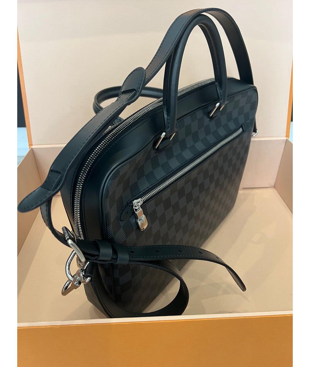 LOUIS VUITTON Антрацитовый портфель, фото 2