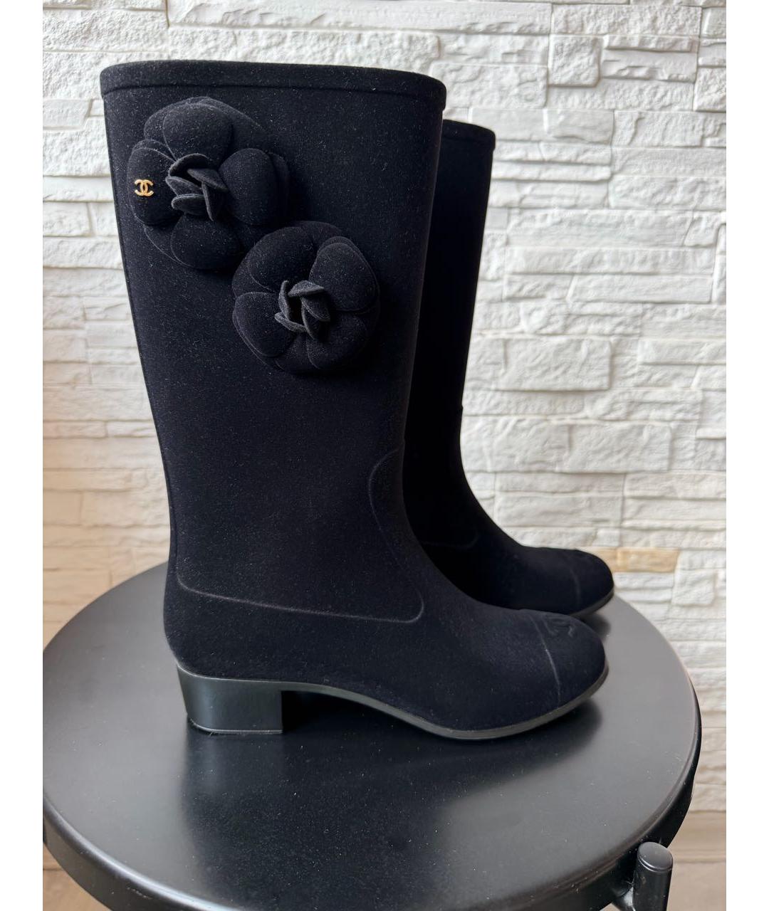 CHANEL Черные резиновые сапоги, фото 8