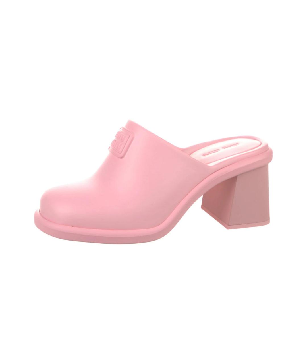 MIU MIU Розовые резиновые мюли, фото 7