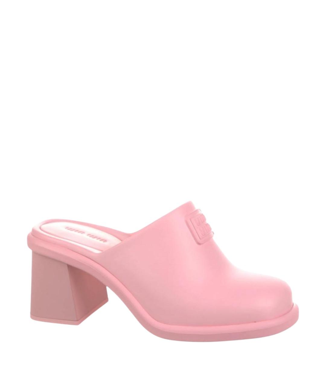 MIU MIU Розовые резиновые мюли, фото 1