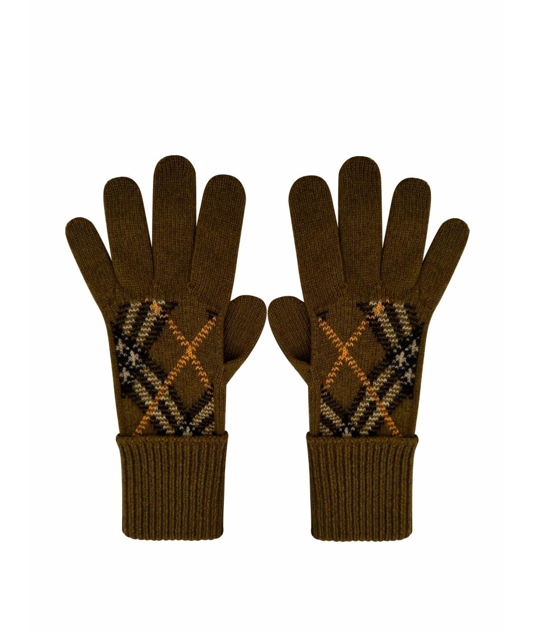BURBERRY Горчичные кашемировые перчатки, фото 1