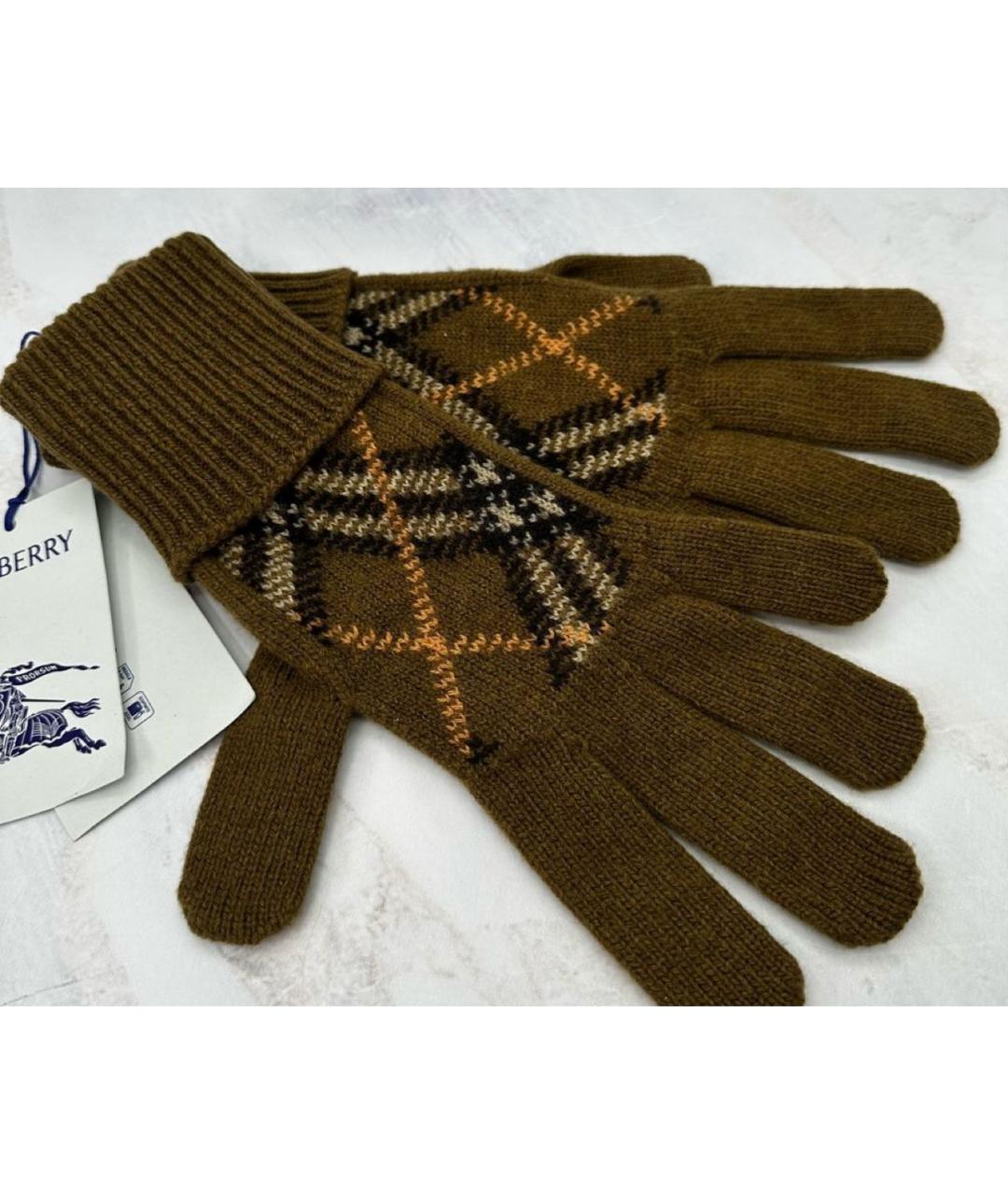 BURBERRY Горчичные кашемировые перчатки, фото 2