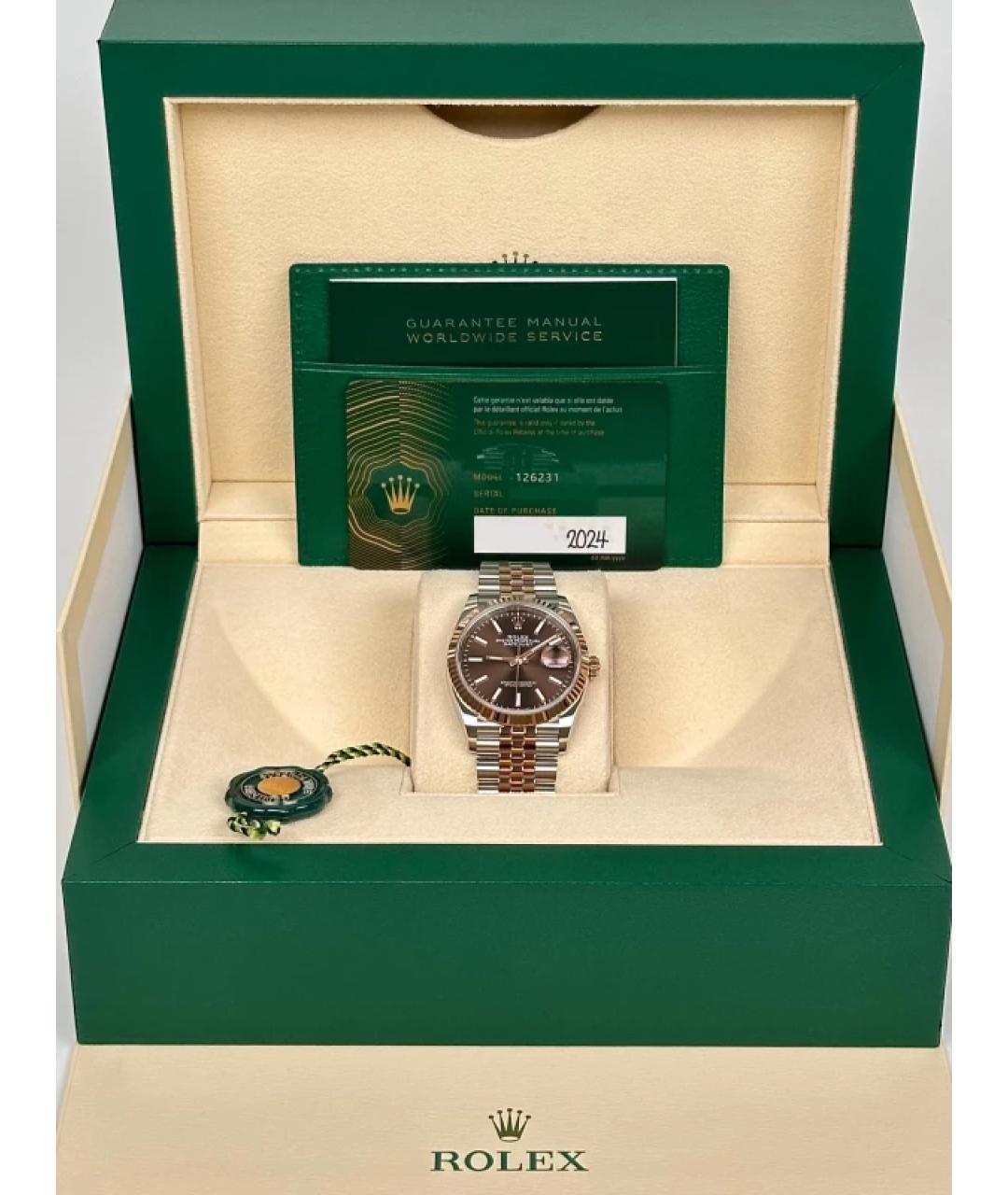 ROLEX Коричневые часы из розового золота, фото 2