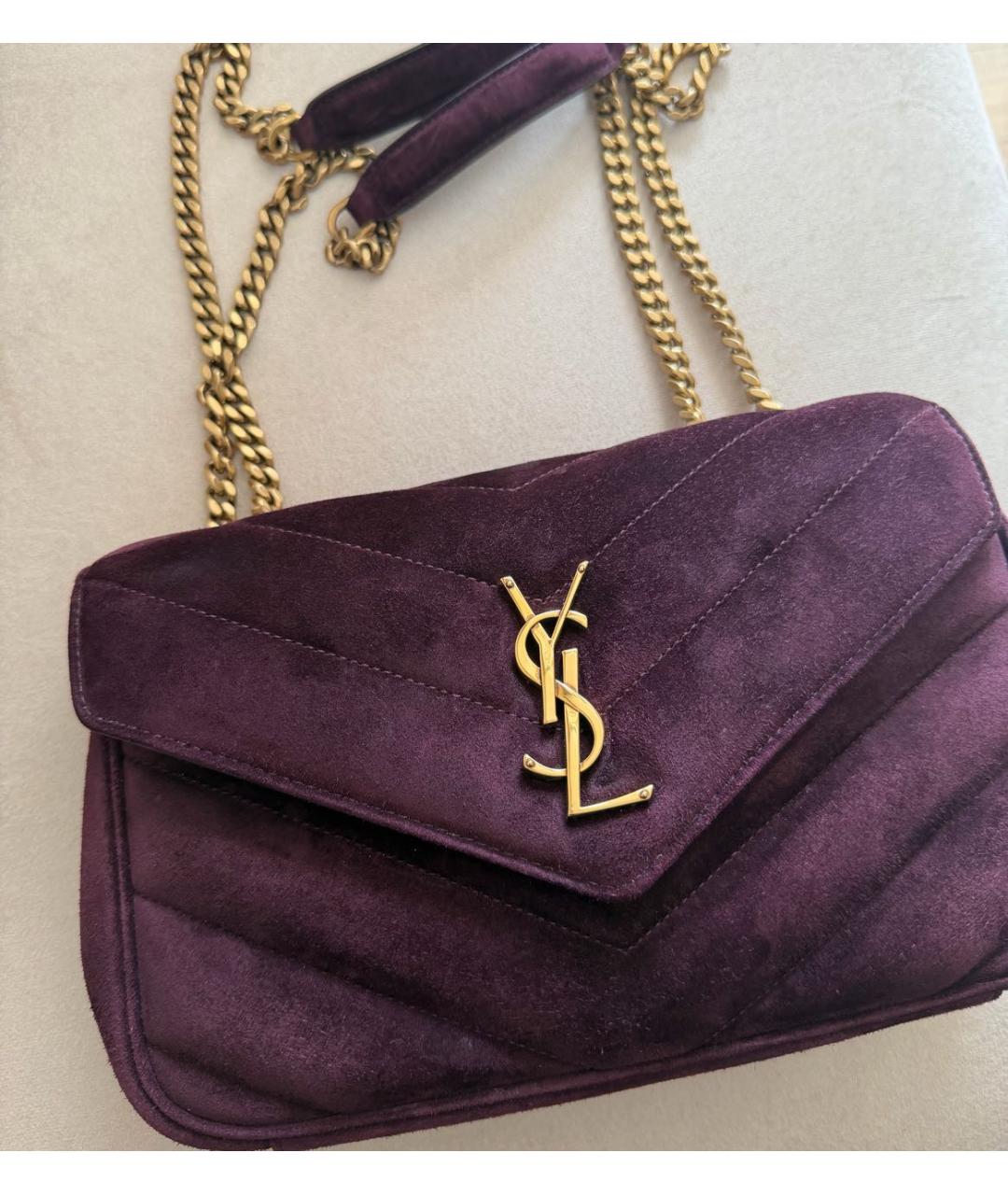 SAINT LAURENT Фиолетовая замшевая сумка через плечо, фото 2