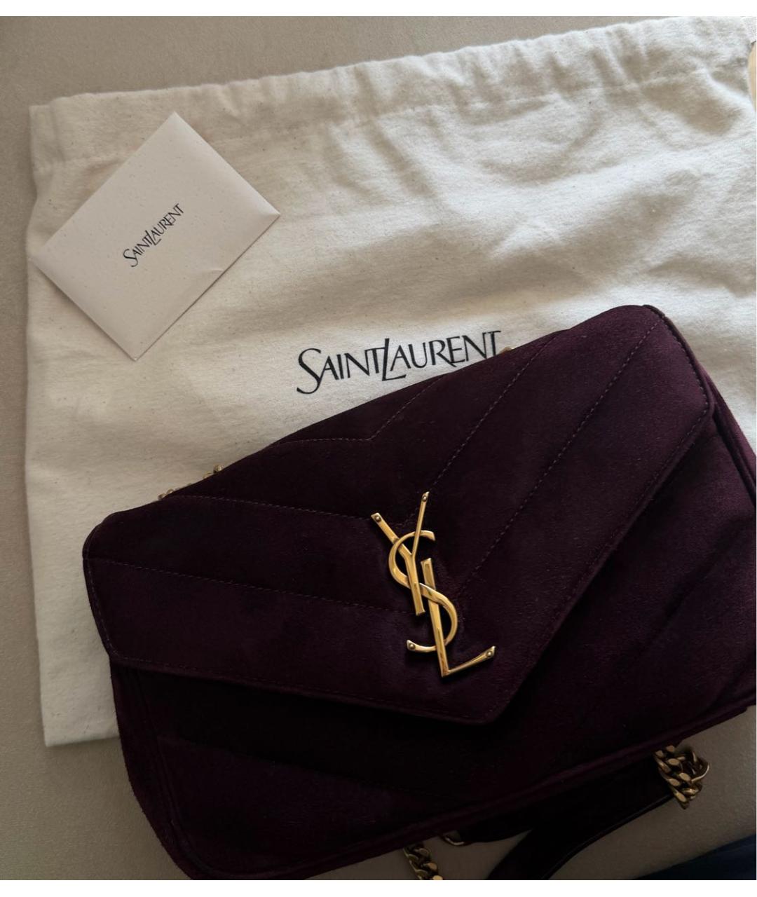 SAINT LAURENT Фиолетовая замшевая сумка через плечо, фото 3