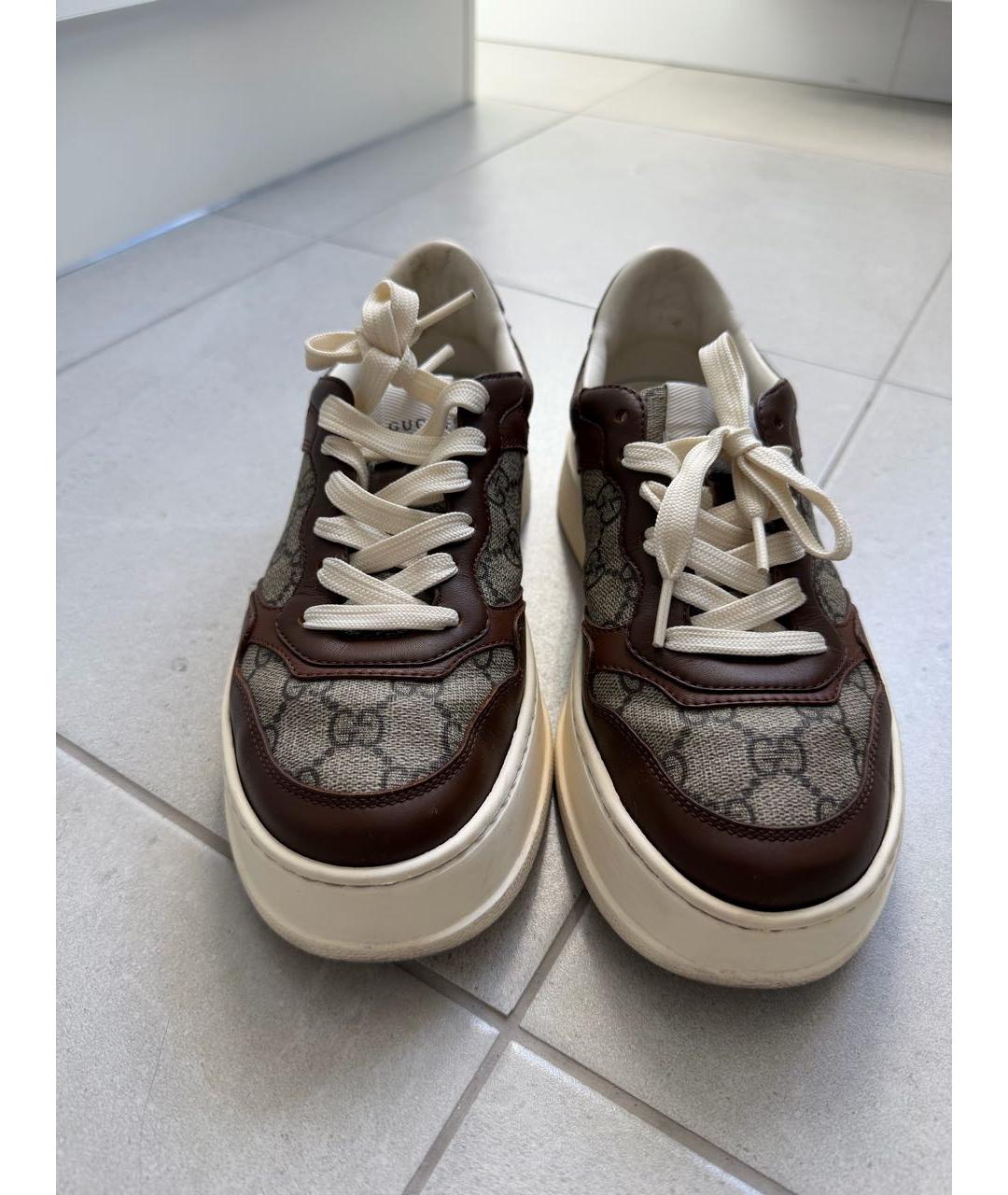GUCCI Коричневые кожаные кеды, фото 2