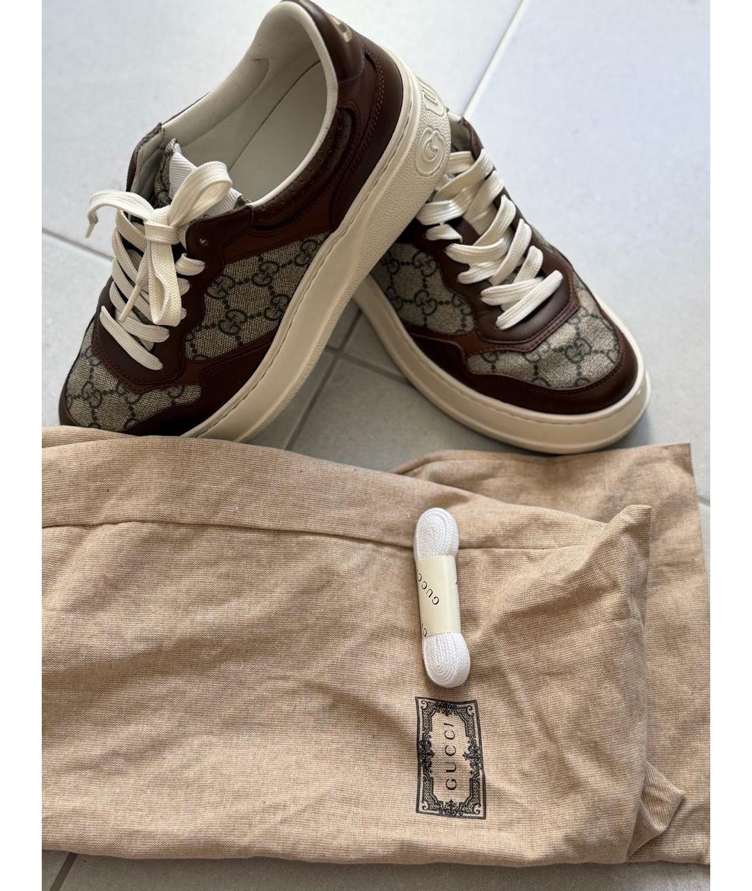 GUCCI Коричневые кожаные кеды, фото 5