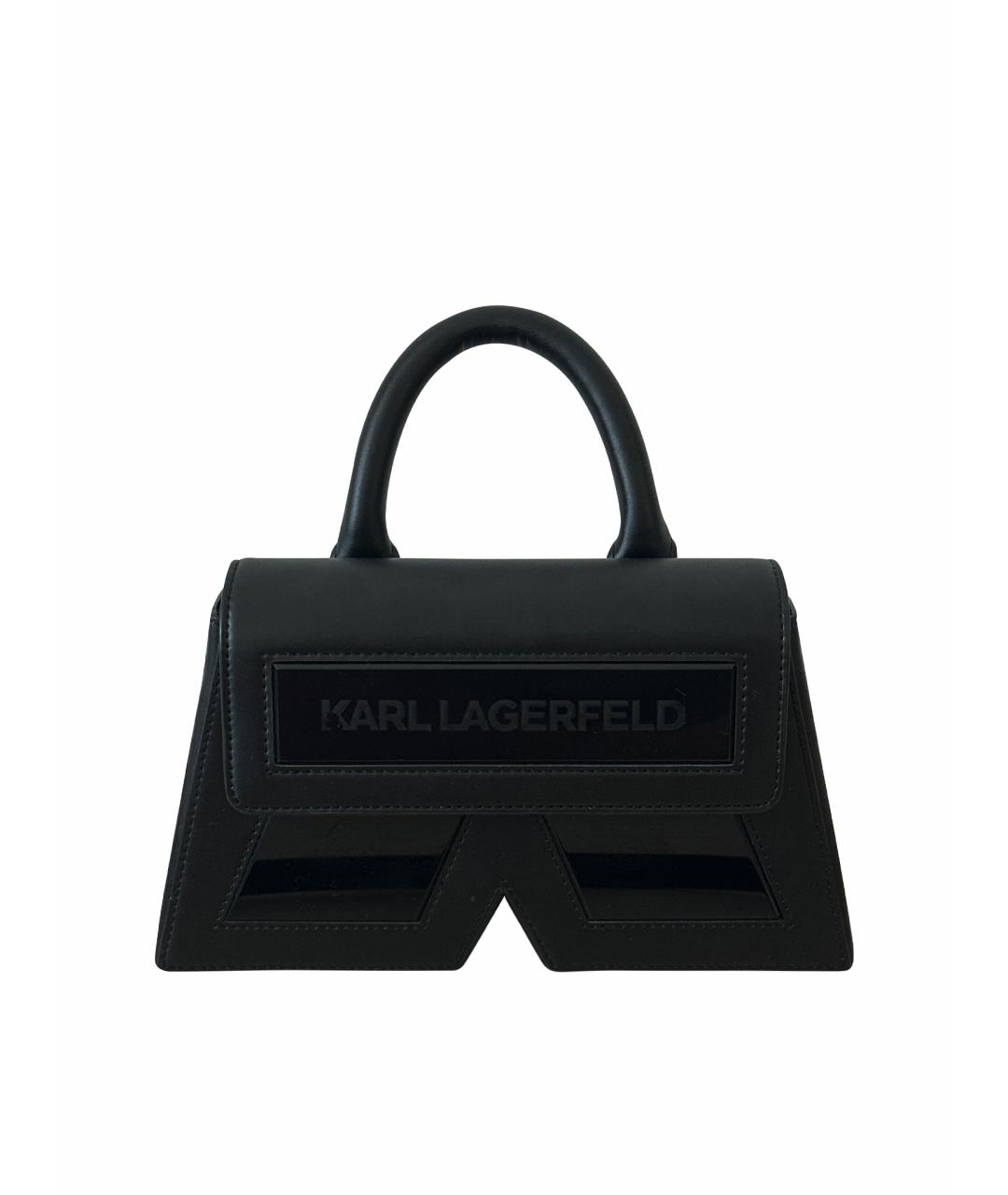 KARL LAGERFELD Черная кожаная сумка с короткими ручками, фото 1