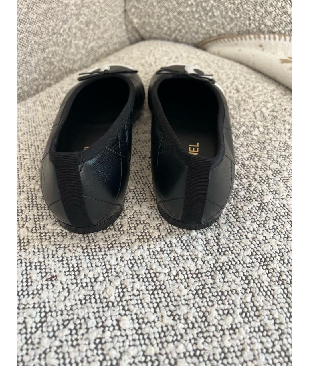 CHANEL Черные кожаные балетки, фото 4