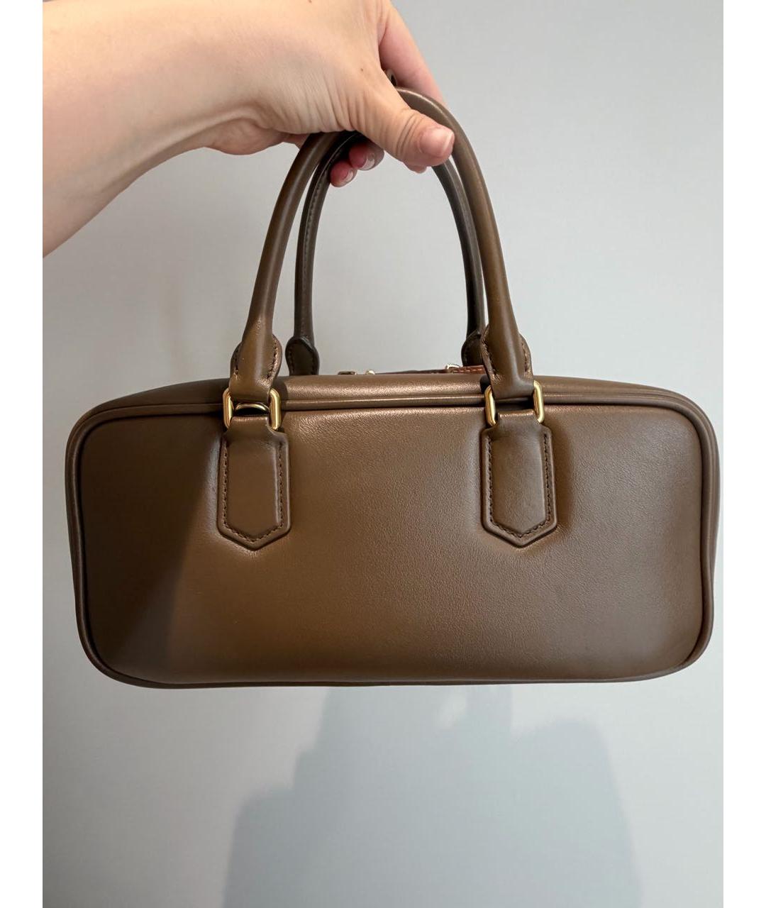 MIU MIU Коричневая кожаная сумка с короткими ручками, фото 2