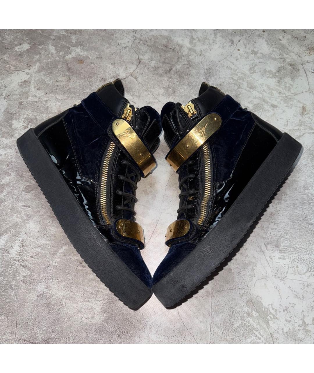 GIUSEPPE ZANOTTI DESIGN Черные высокие кроссовки / кеды из лакированной кожи, фото 4