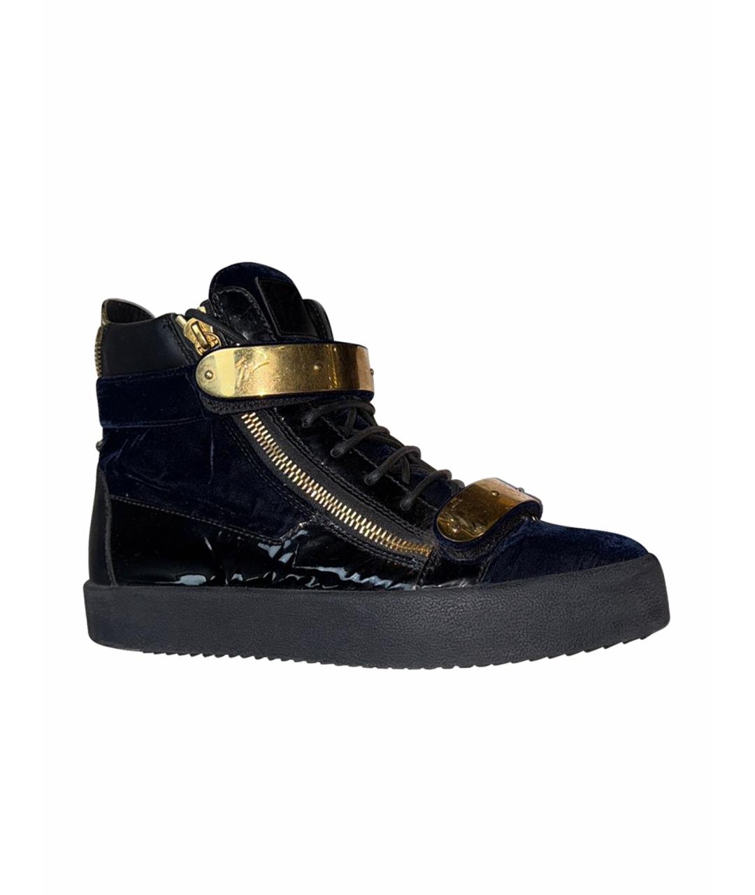 GIUSEPPE ZANOTTI DESIGN Черные высокие кроссовки / кеды из лакированной кожи, фото 1
