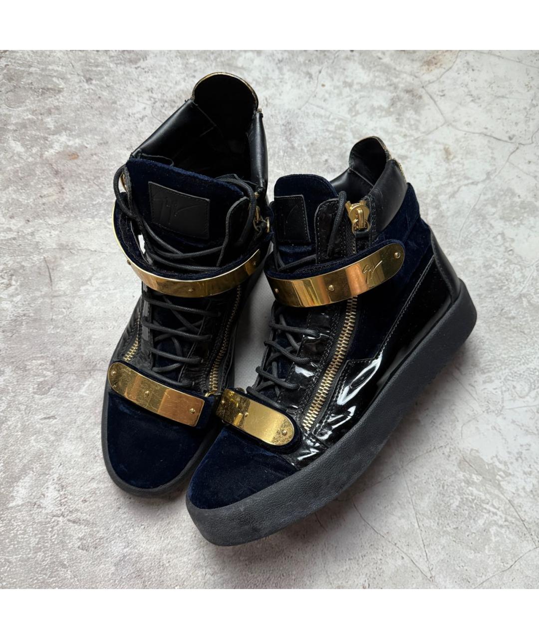 GIUSEPPE ZANOTTI DESIGN Черные высокие кроссовки / кеды из лакированной кожи, фото 2