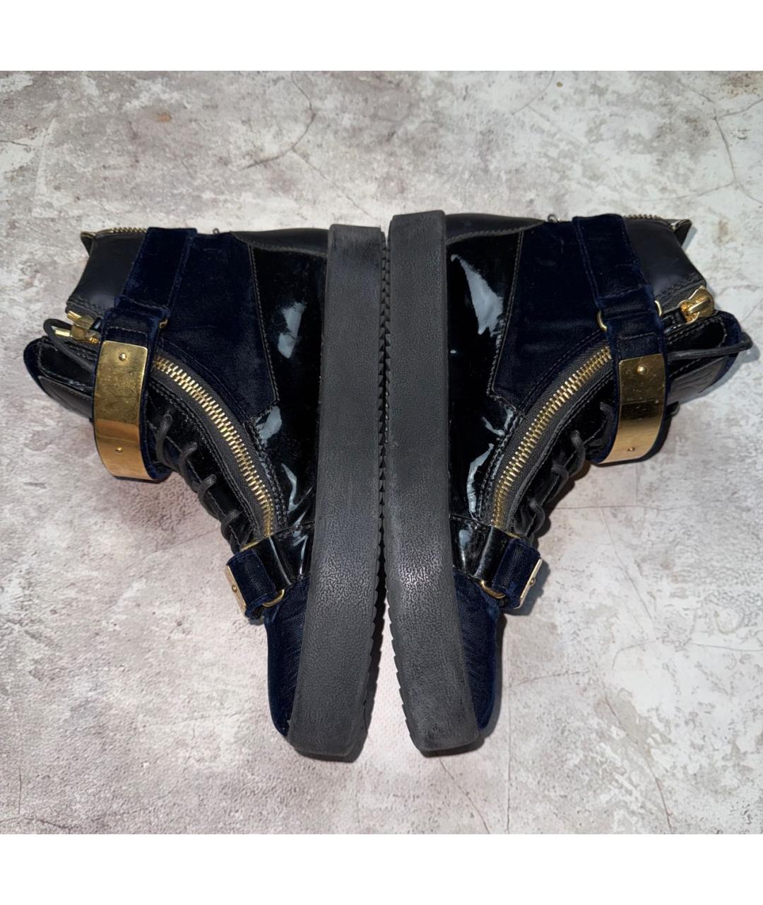 GIUSEPPE ZANOTTI DESIGN Черные высокие кроссовки / кеды из лакированной кожи, фото 9