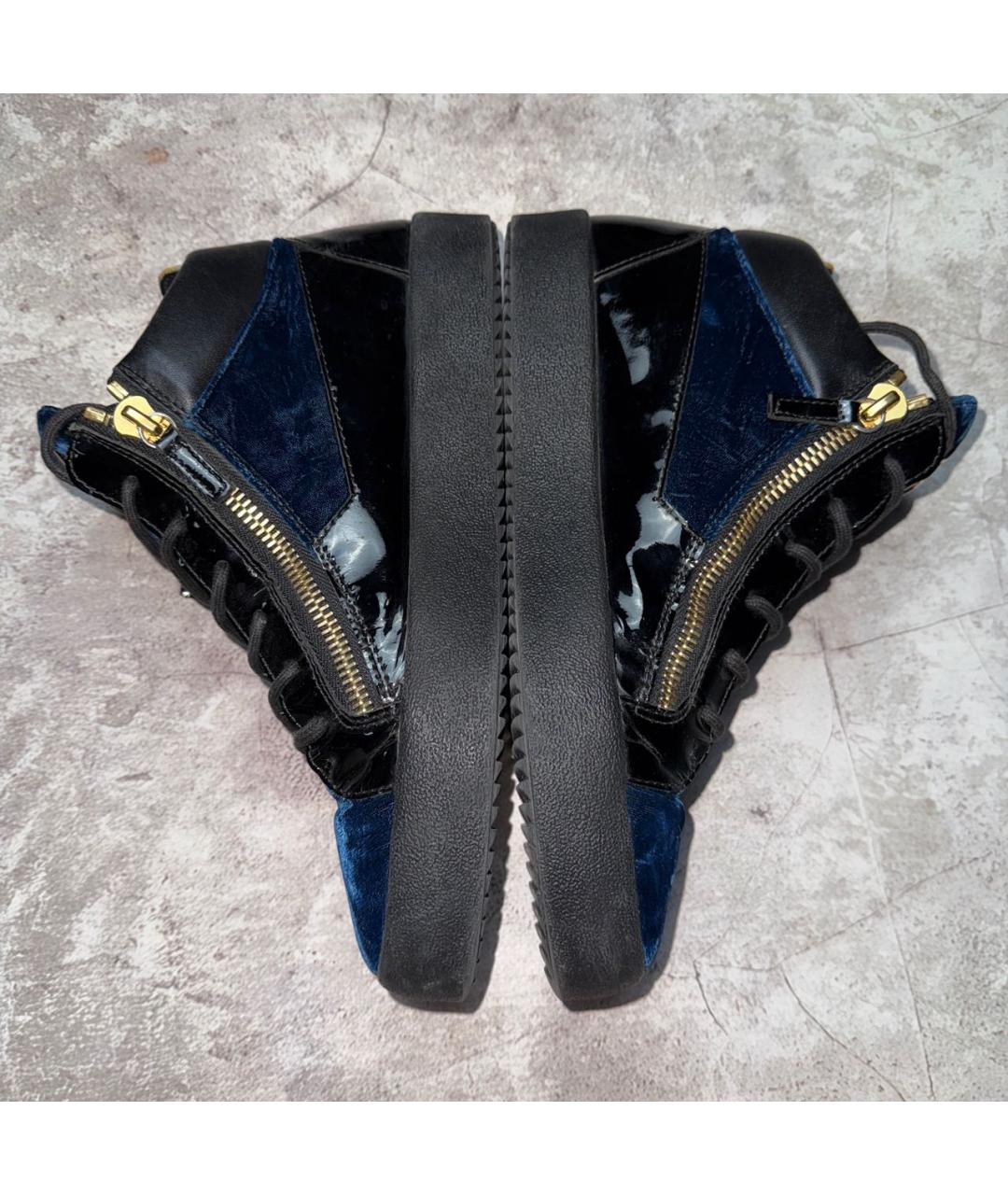 GIUSEPPE ZANOTTI DESIGN Черные высокие кроссовки / кеды из лакированной кожи, фото 9