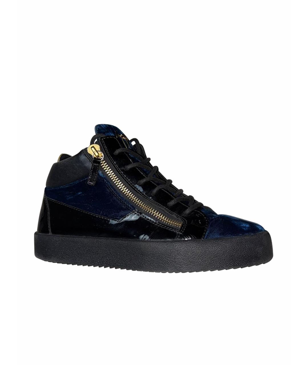 GIUSEPPE ZANOTTI DESIGN Черные высокие кроссовки / кеды из лакированной кожи, фото 1