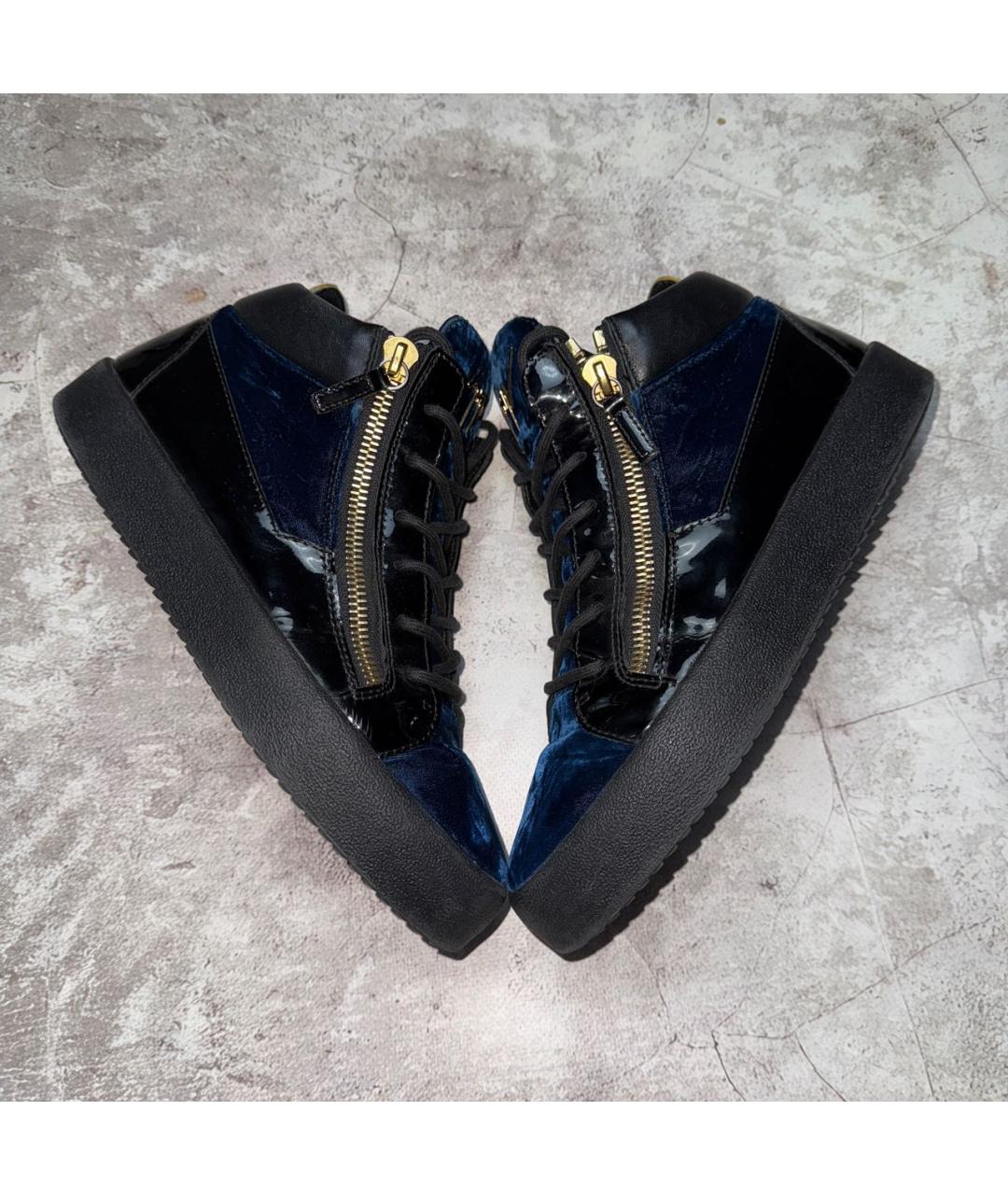 GIUSEPPE ZANOTTI DESIGN Черные высокие кроссовки / кеды из лакированной кожи, фото 4