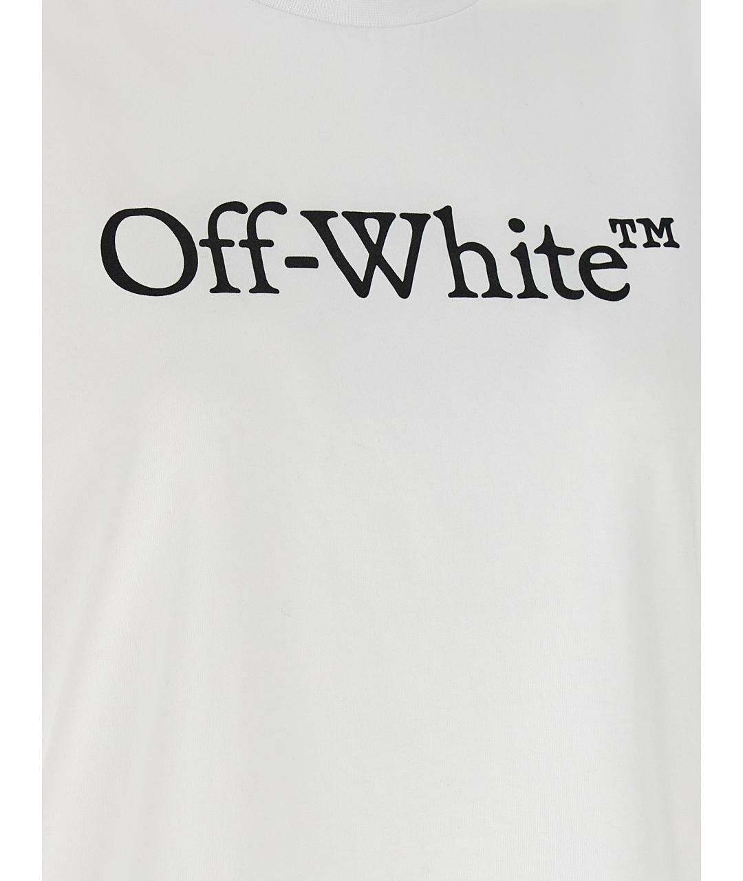 OFF-WHITE Белая хлопковая футболка, фото 4