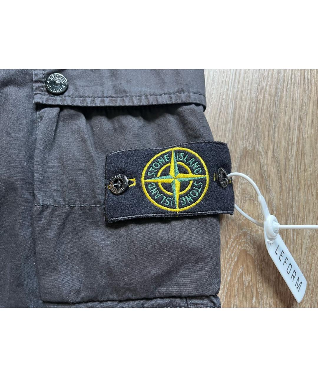 STONE ISLAND Черные хлопковые шорты, фото 5