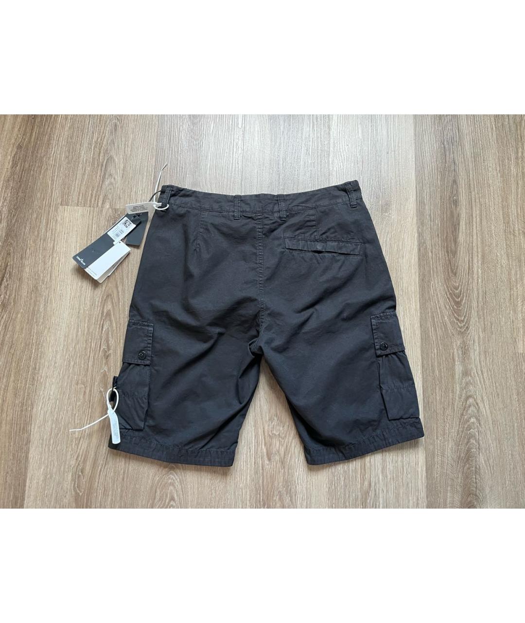 STONE ISLAND Черные хлопковые шорты, фото 2