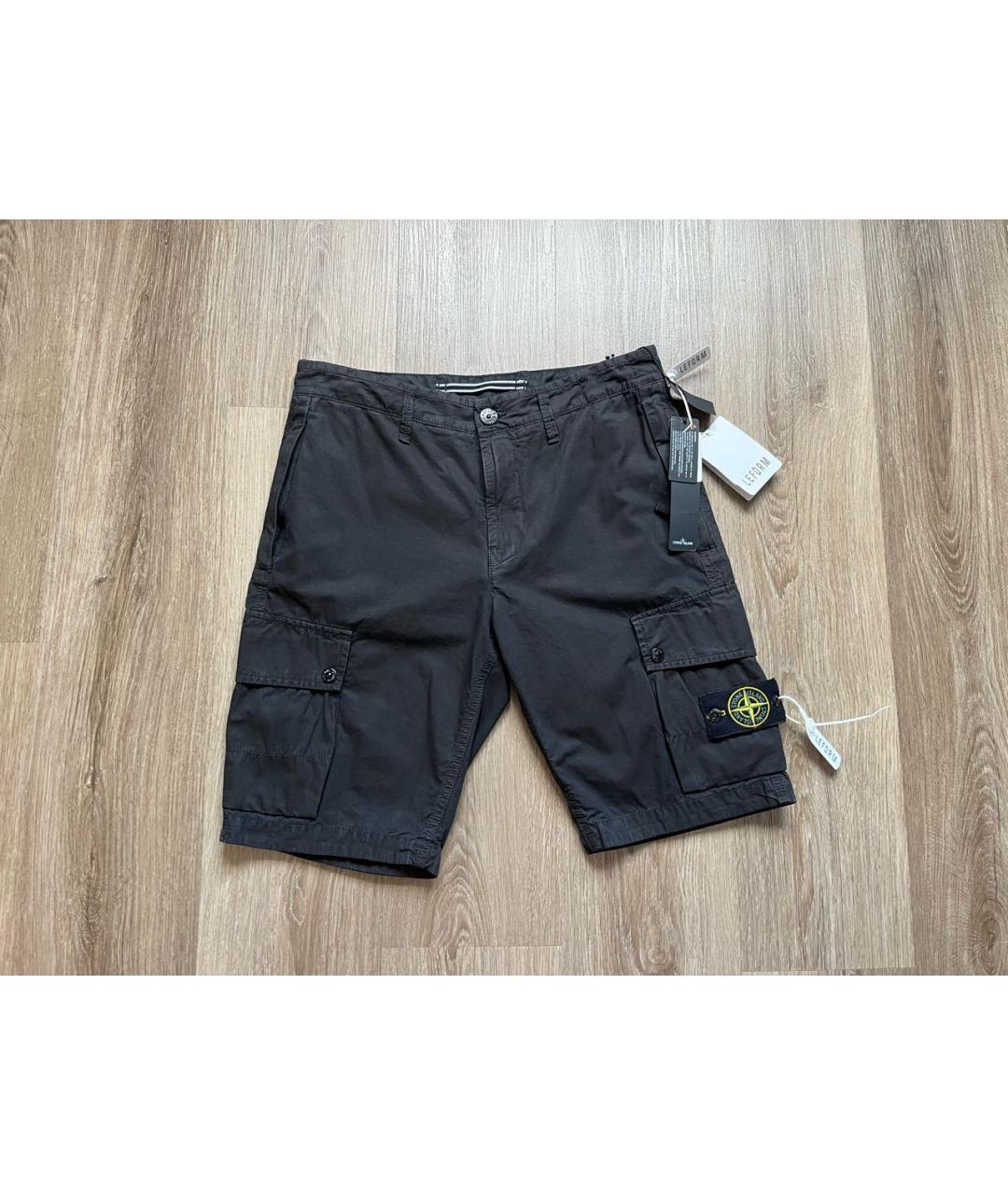 STONE ISLAND Черные хлопковые шорты, фото 9
