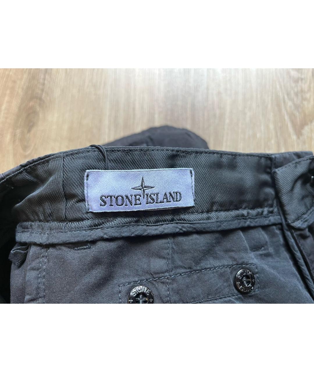 STONE ISLAND Черные хлопковые шорты, фото 3