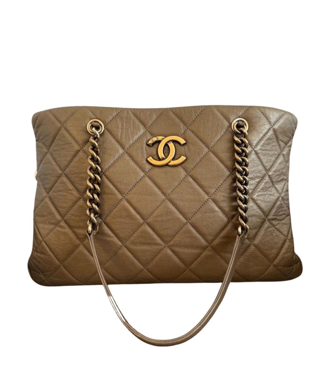 CHANEL Бежевая кожаная сумка тоут, фото 1
