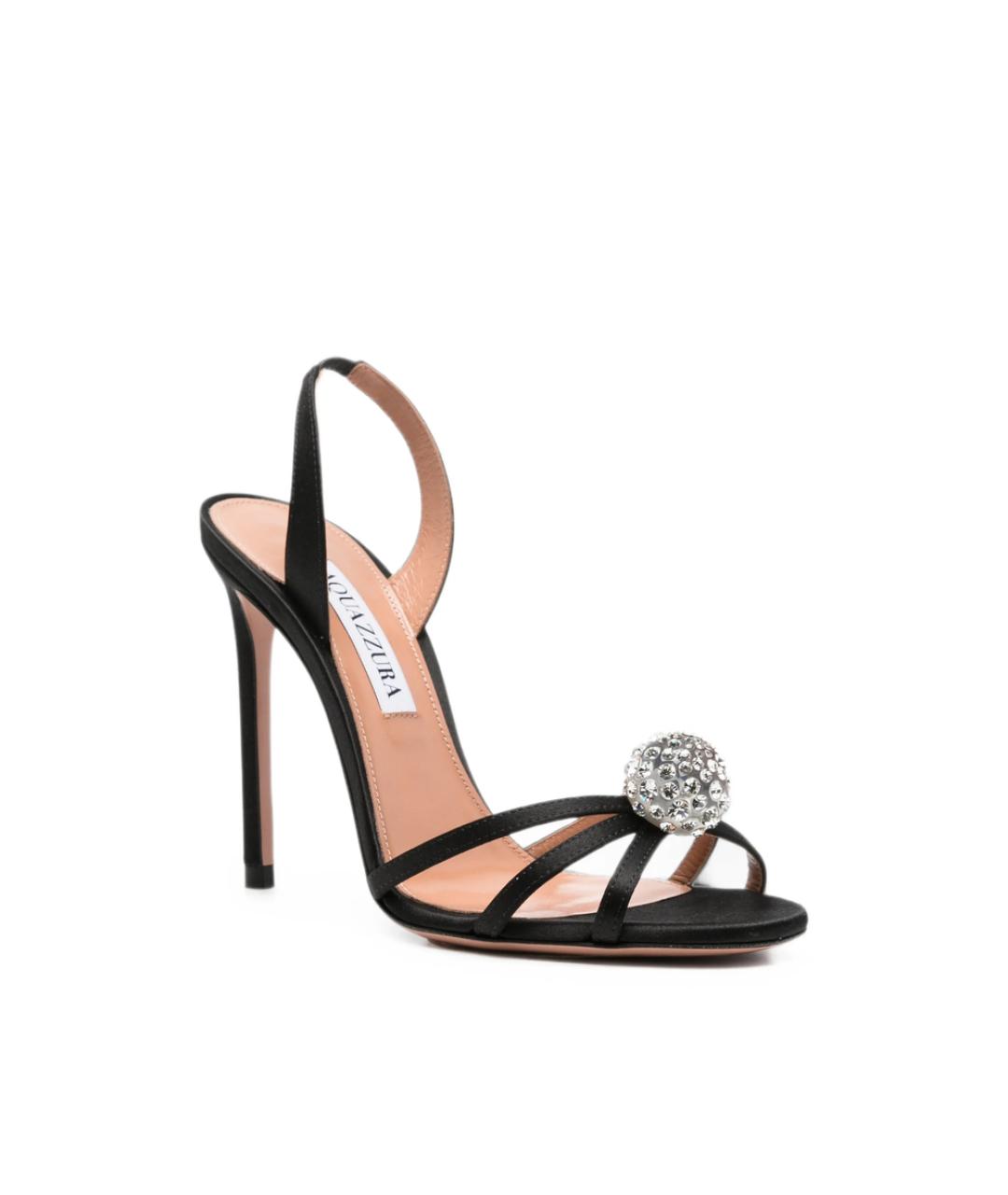 AQUAZZURA Черные кожаные босоножки, фото 3