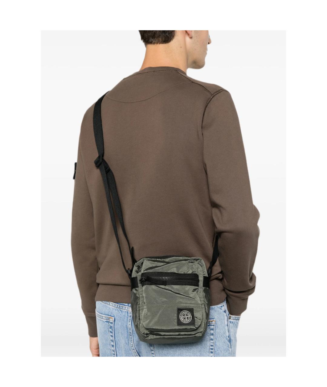 STONE ISLAND Зеленая синтетическая сумка на плечо, фото 4
