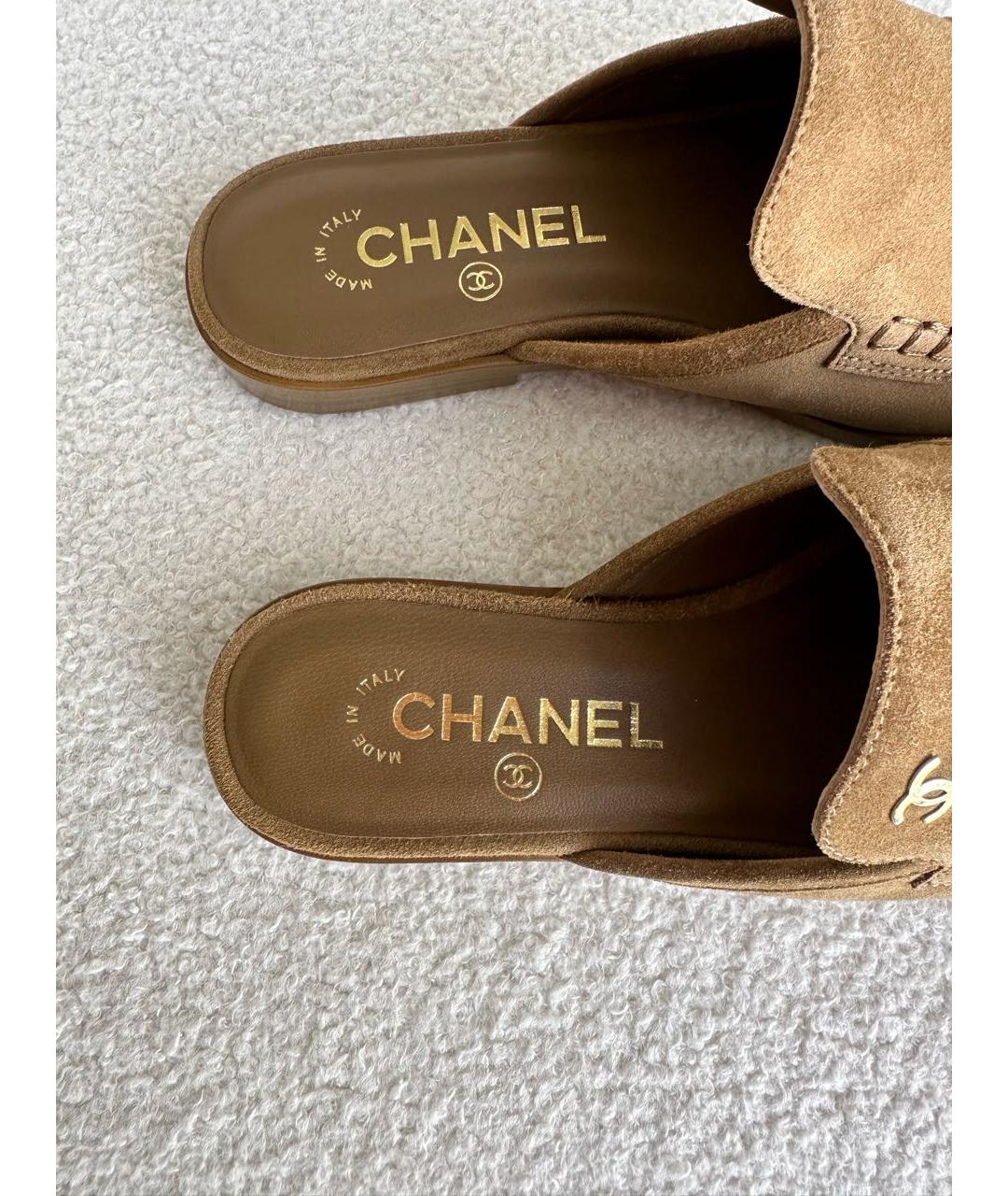 CHANEL Коричневые замшевые мюли, фото 5