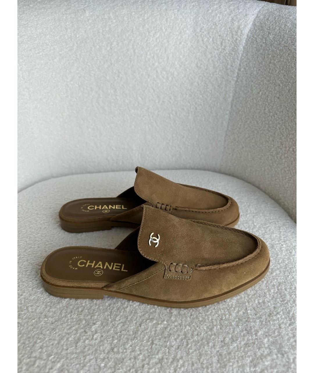 CHANEL Коричневые замшевые мюли, фото 7