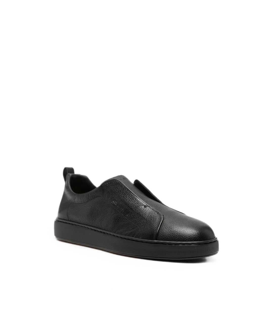 SANTONI Черные кожаные слипоны, фото 3