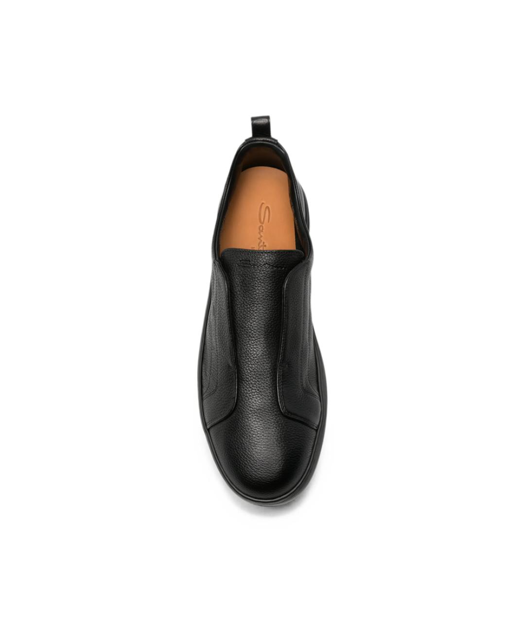 SANTONI Черные кожаные слипоны, фото 4