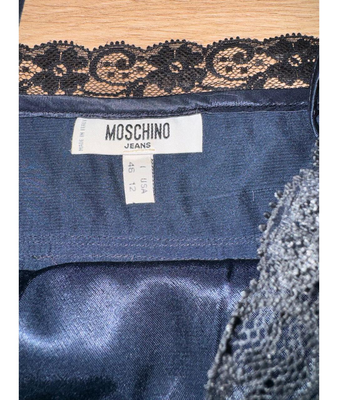 MOSCHINO Темно-синяя шелковая майка, фото 6