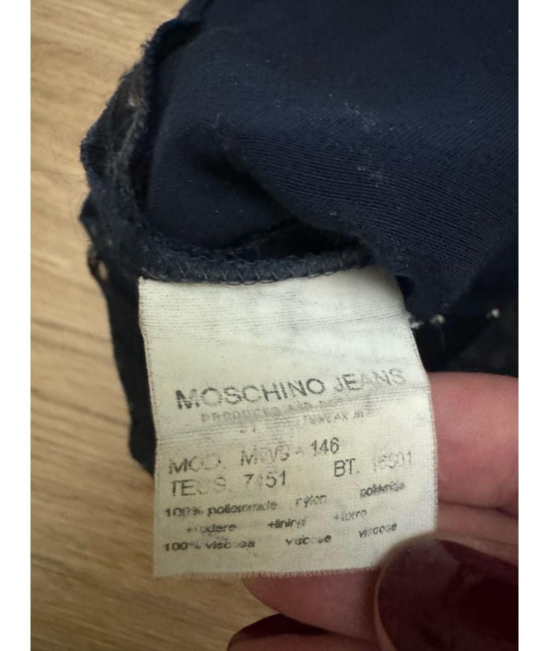 MOSCHINO Темно-синяя шелковая майка, фото 8