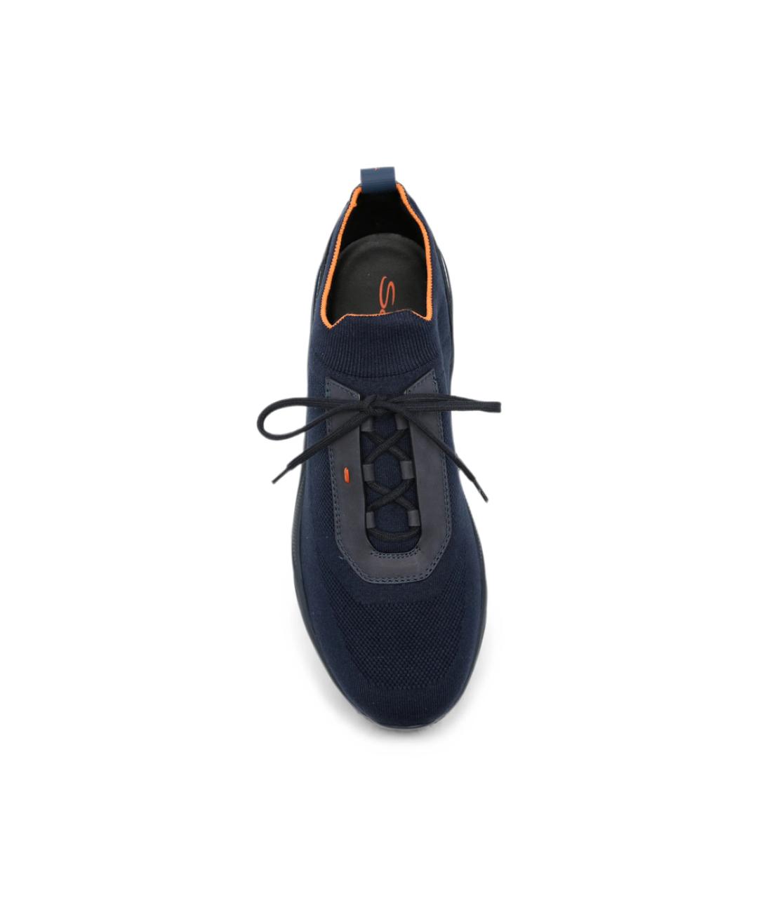 SANTONI Синие кожаные низкие кроссовки / кеды, фото 3