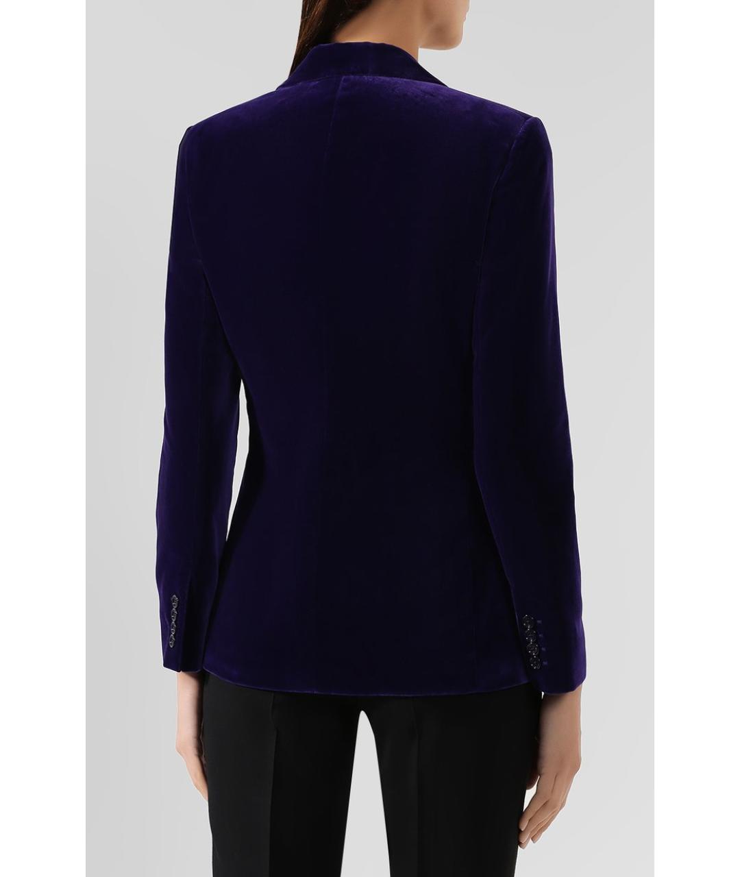 RALPH LAUREN Фиолетовый бархатный жакет/пиджак, фото 6