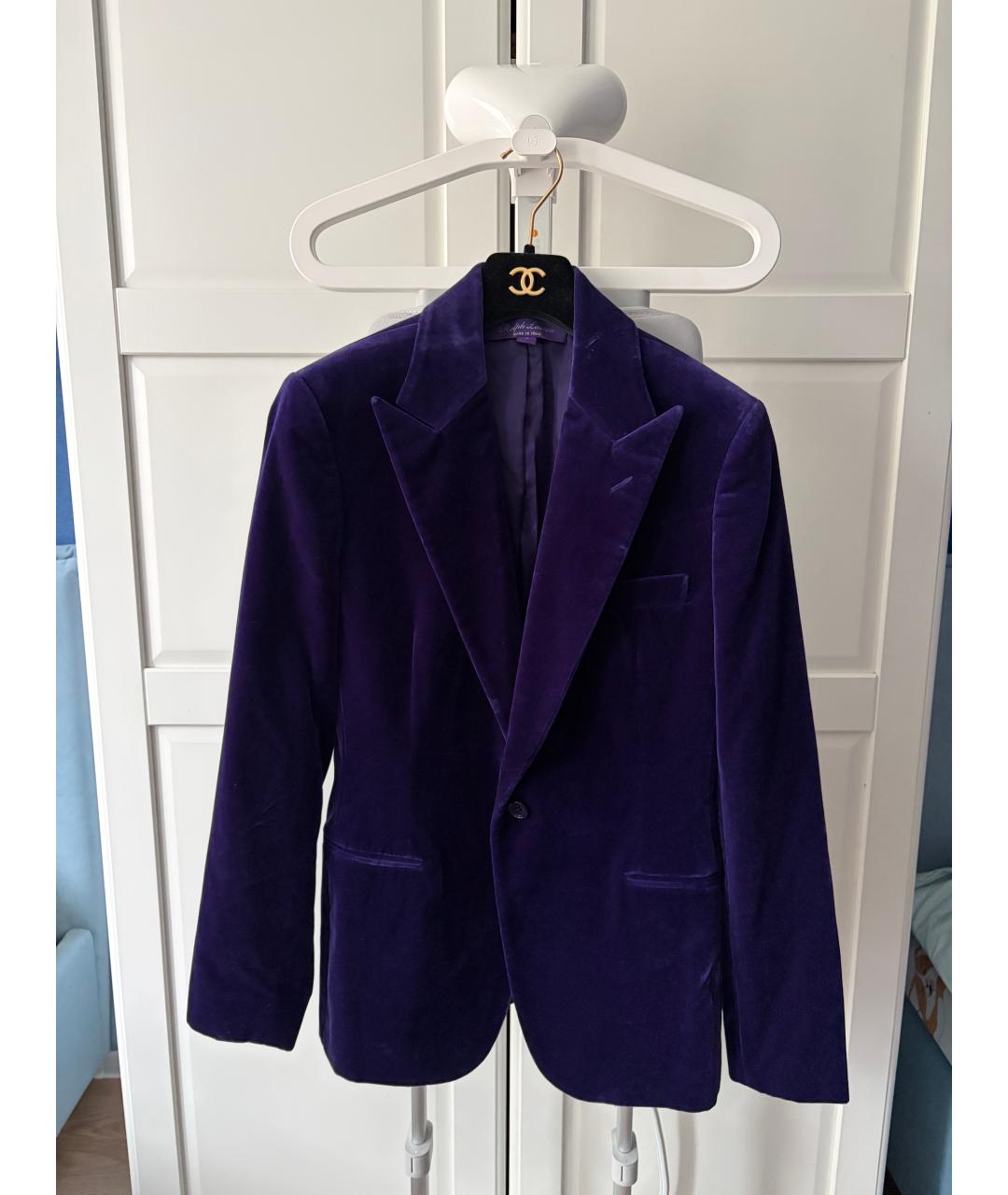 RALPH LAUREN Фиолетовый бархатный жакет/пиджак, фото 2