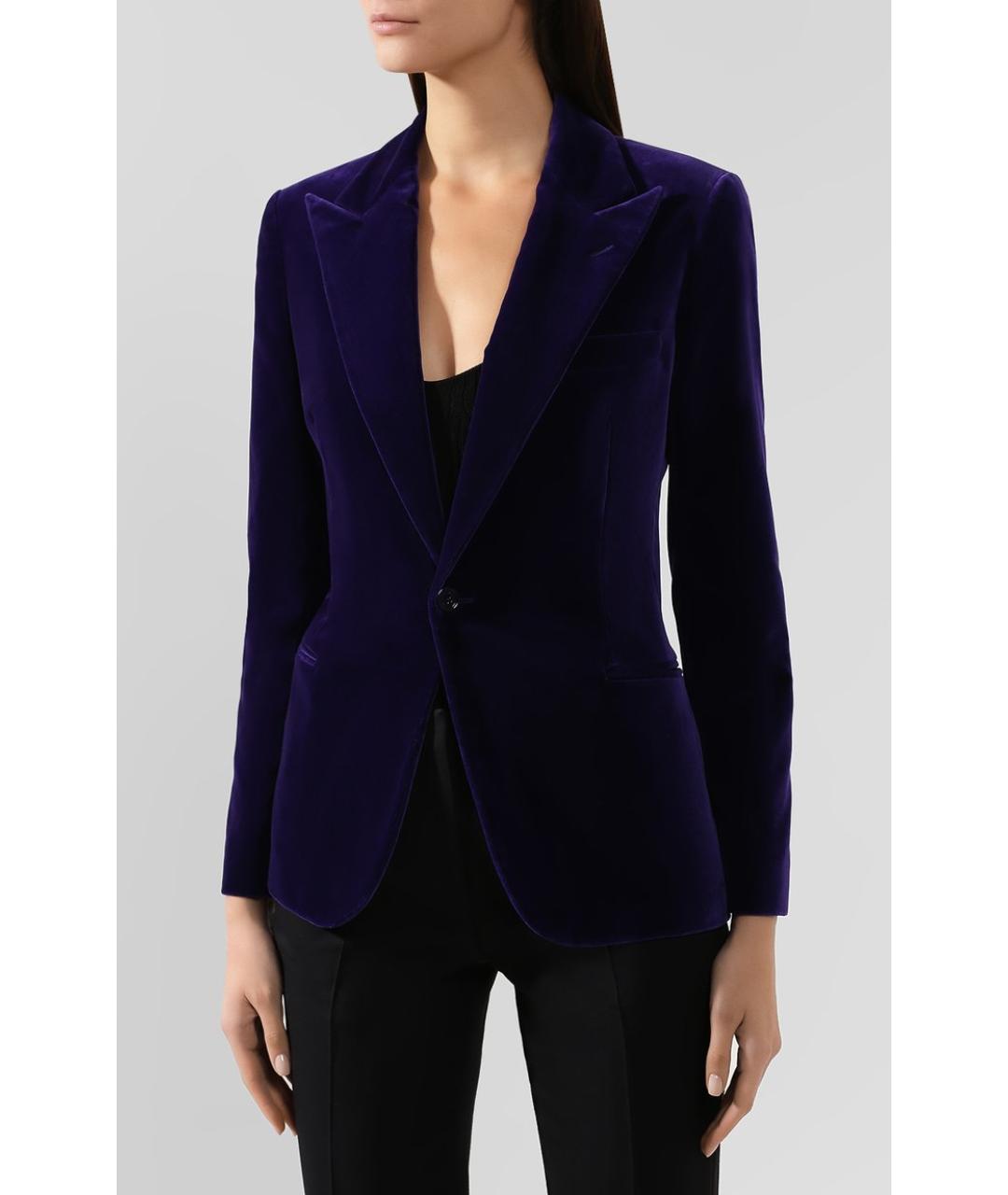 RALPH LAUREN Фиолетовый бархатный жакет/пиджак, фото 5