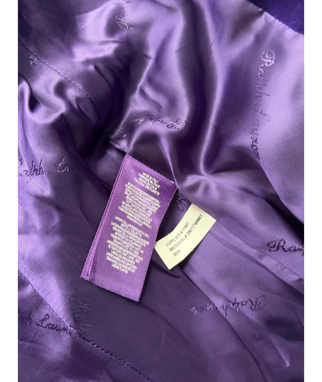 RALPH LAUREN Фиолетовый бархатный жакет/пиджак, фото 4