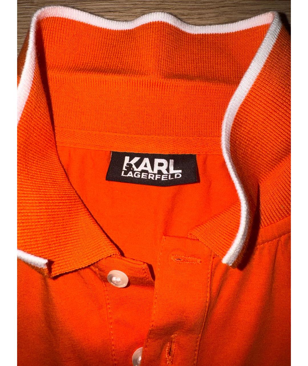 KARL LAGERFELD Оранжевая хлопковая футболка, фото 4