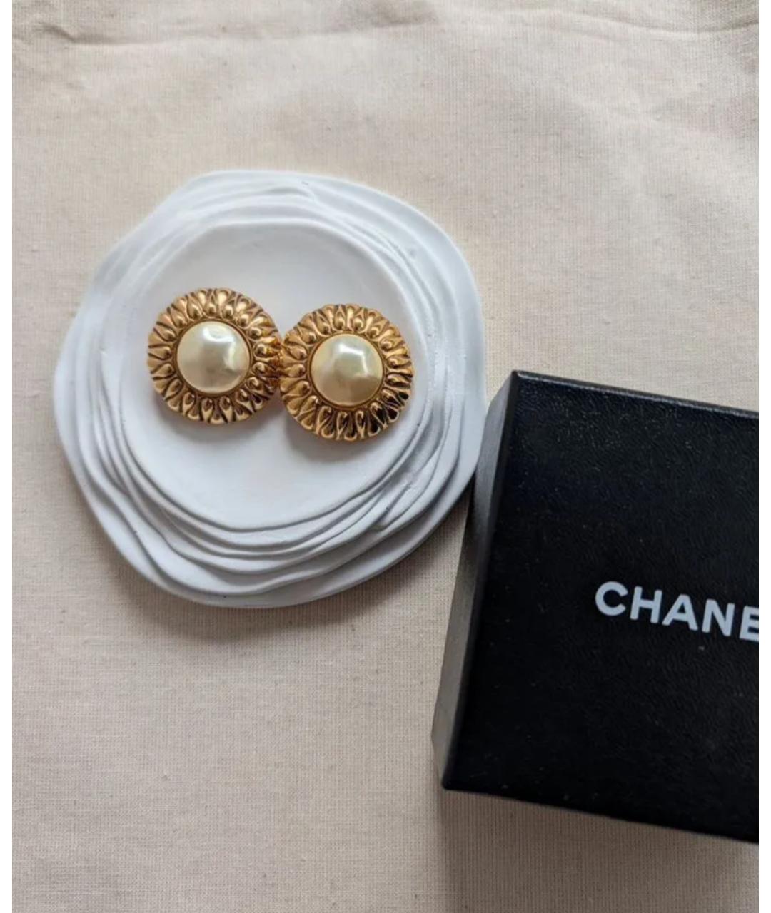 CHANEL Золотые позолоченные серьги, фото 2