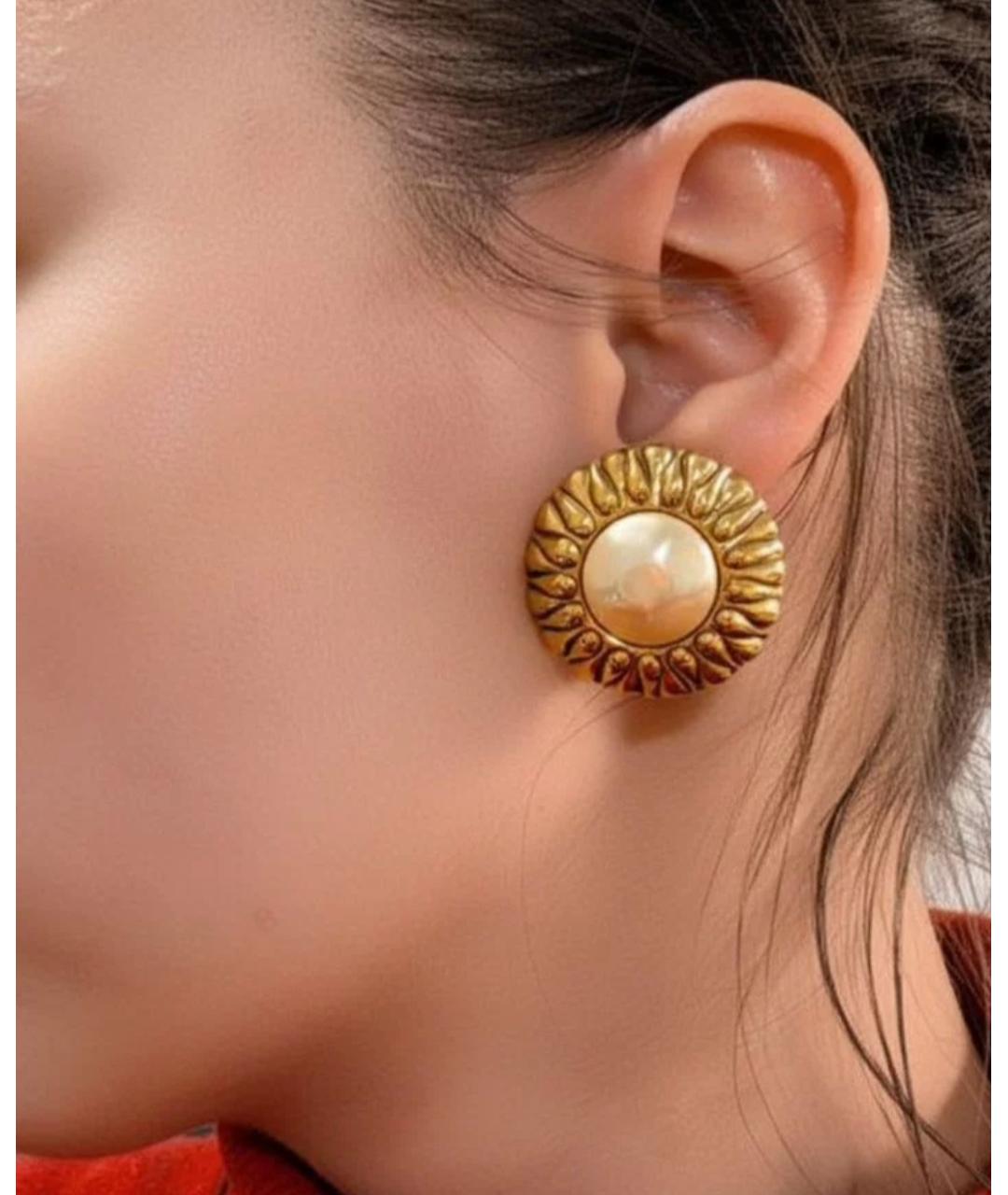 CHANEL Золотые позолоченные серьги, фото 4