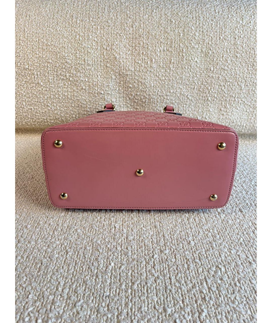 GUCCI Розовая кожаная сумка с короткими ручками, фото 8