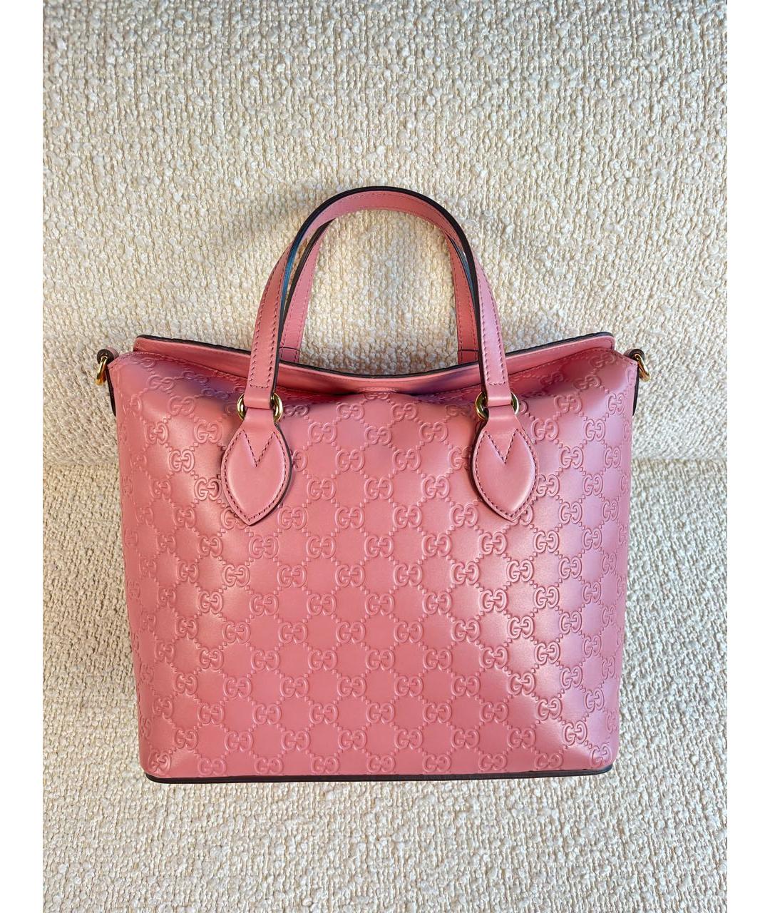 GUCCI Розовая кожаная сумка с короткими ручками, фото 3