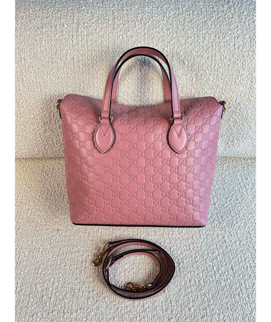 GUCCI Розовая кожаная сумка с короткими ручками, фото 5