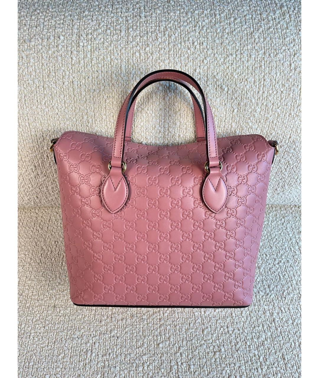 GUCCI Розовая кожаная сумка с короткими ручками, фото 9