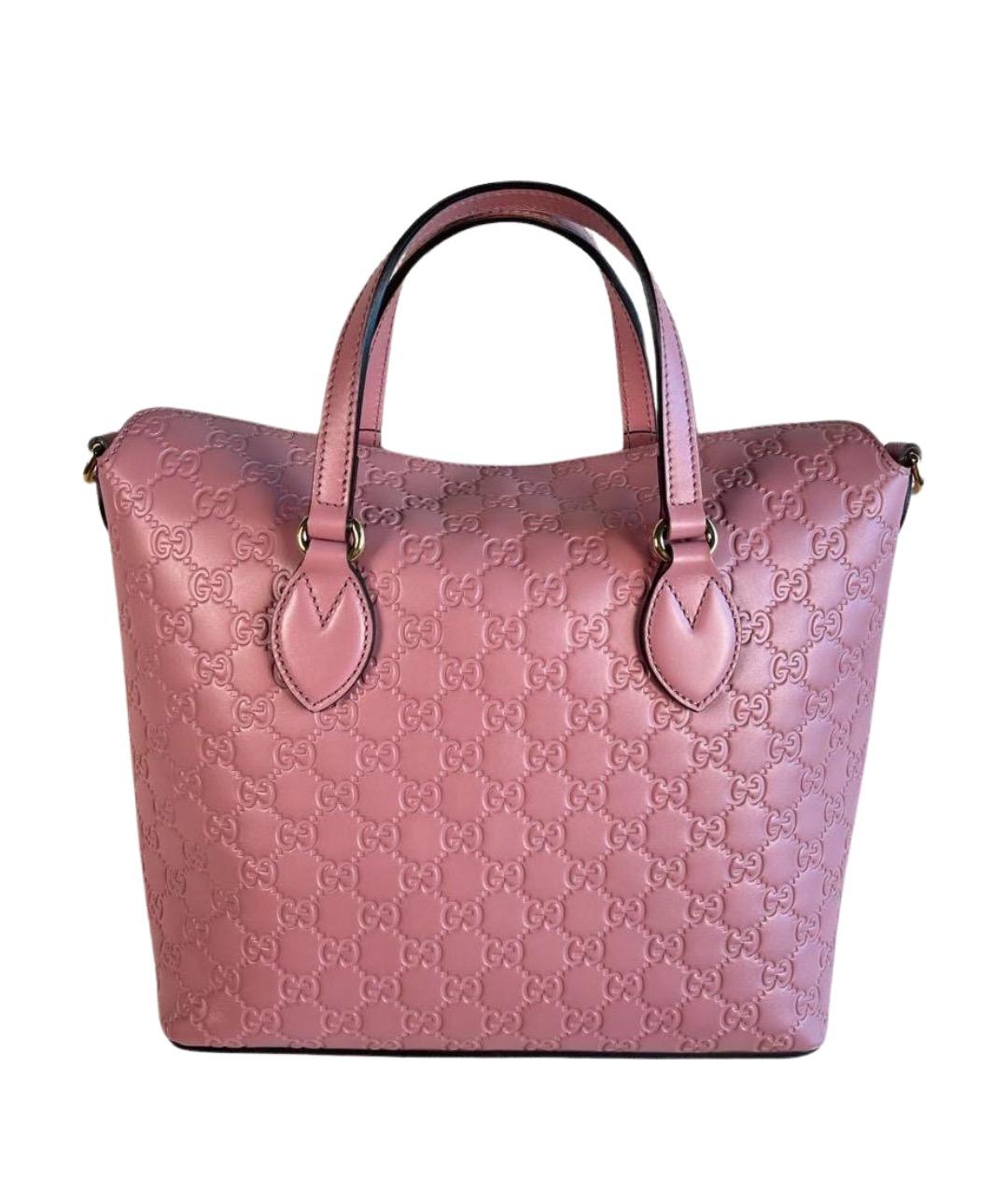 GUCCI Розовая кожаная сумка с короткими ручками, фото 1